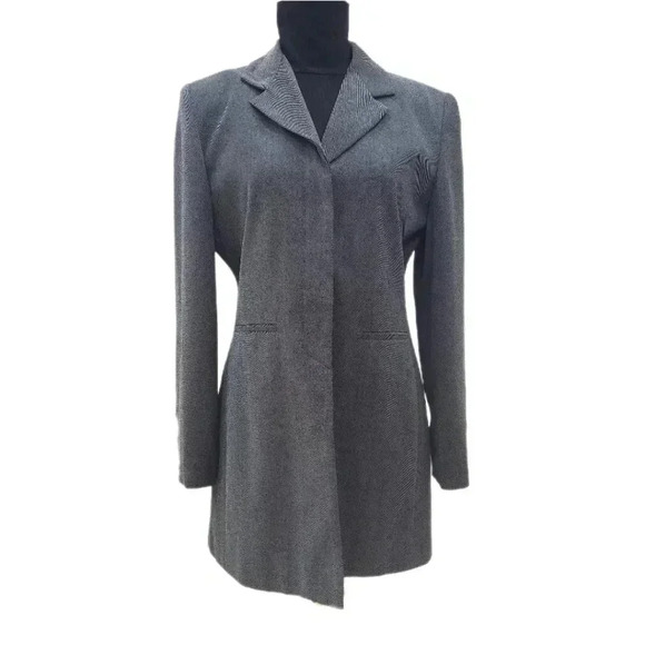 VINTAGE LARRY LEVINE Mid Length BLAZER, Black/Gray, Women's 8 - Picture 2 of 8